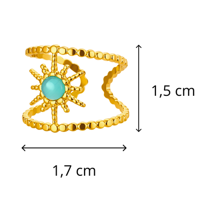 Bague SATURNA - Bijou inoxydable plaqué or et œil de chat naturel