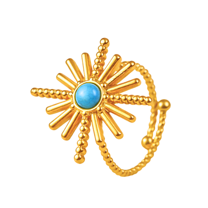 Bague SIRIUS - Turquoise et acier inoxydable plaqué or