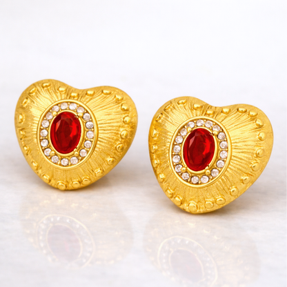 Boucles d'oreilles CANDIDE rouge - Zircons naturels et placage or