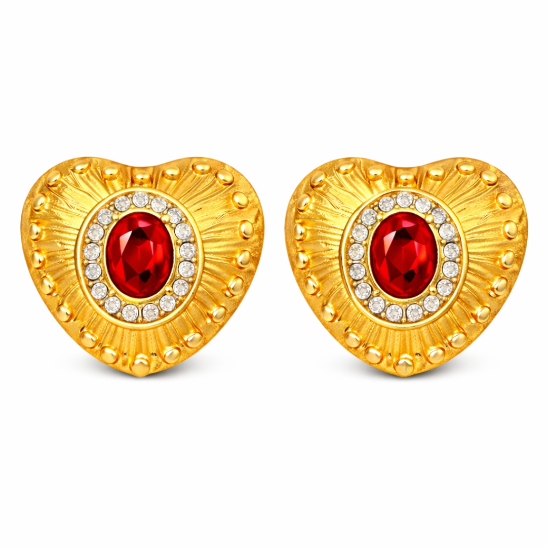 Boucles d'oreilles CANDIDE rouge - Zircons naturels et placage or