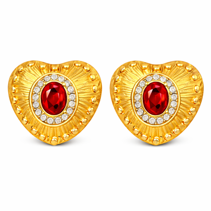 Boucles d'oreilles CANDIDE rouge - Zircons naturels et placage or