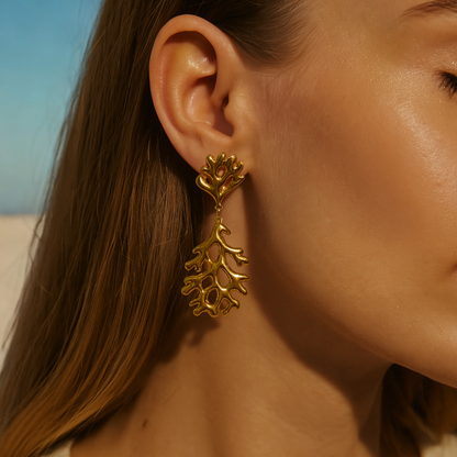 Ensemble CORAIL - Bracelet manchette et boucles d'oreilles pour femme