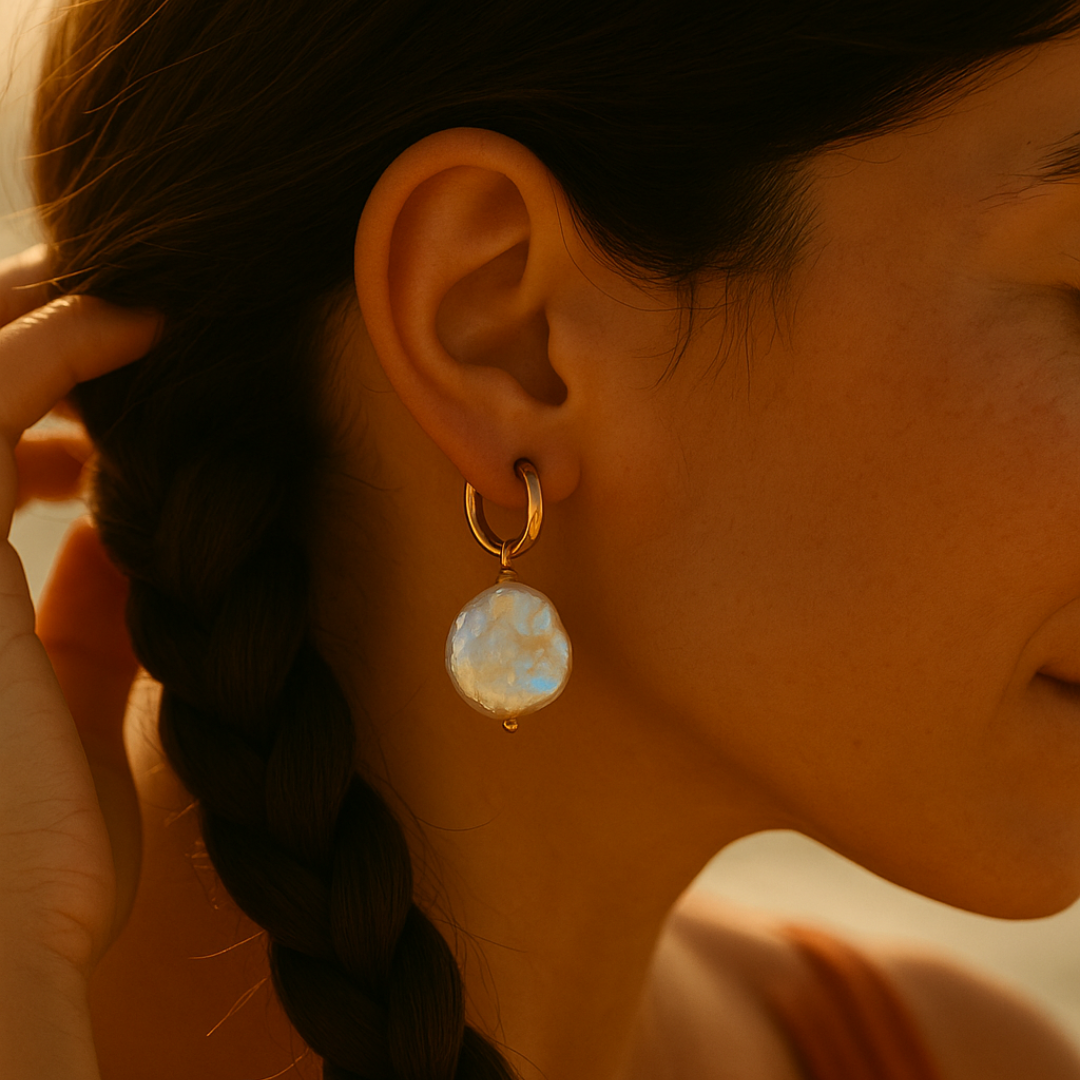 Boucles d'oreilles SOFIA - Perles baroques naturelles et acier inoxydable plaqué or