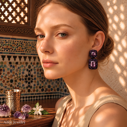 Boucles d'oreilles Mauve MERVEILLE - Voluptueuses et somptueuses