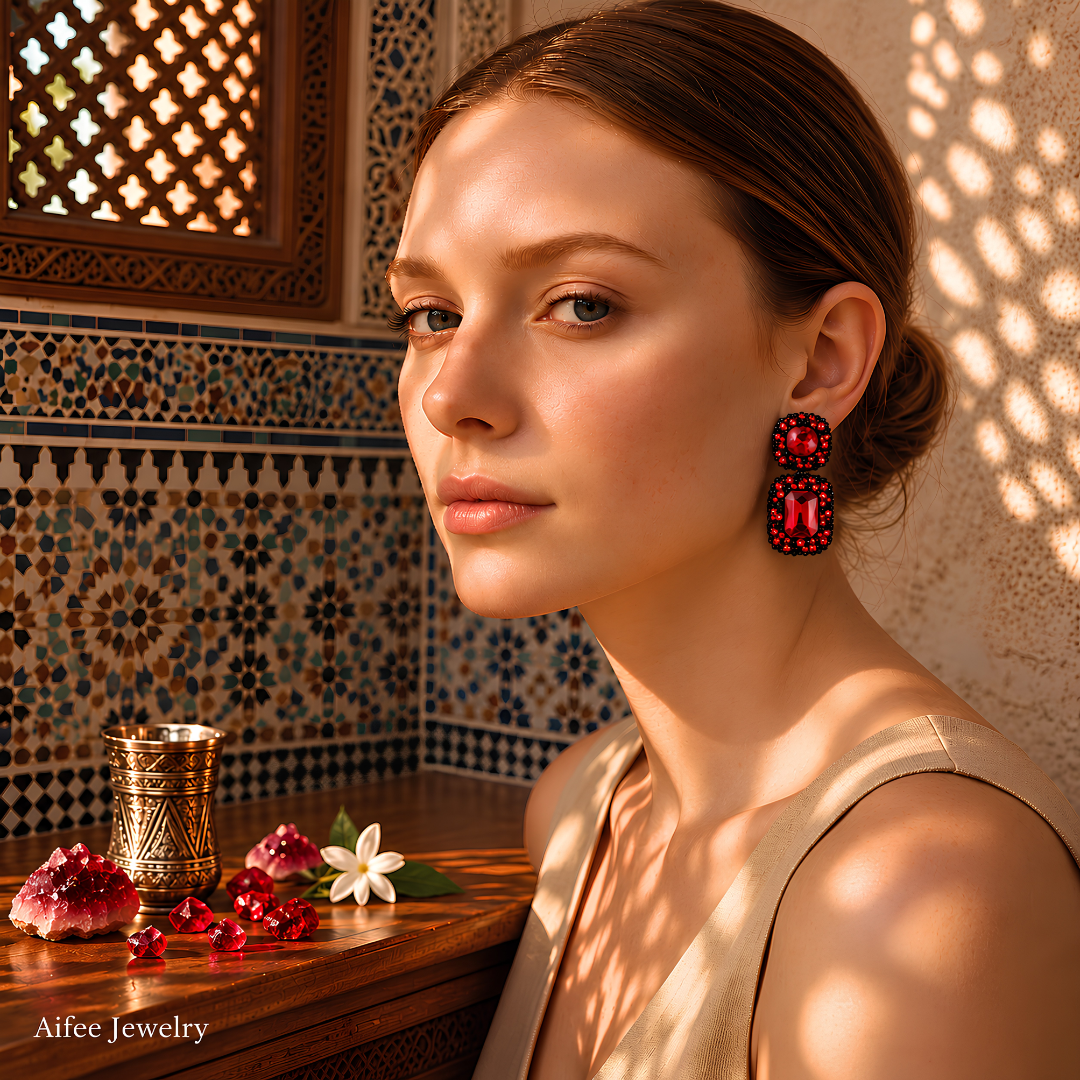 Boucles d'oreilles Rouge MERVEILLE - Voluptueuses et Somptueuses