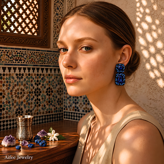Boucles d'oreilles Bleu MERVEILLE - Voluptueuses et Somptueuses