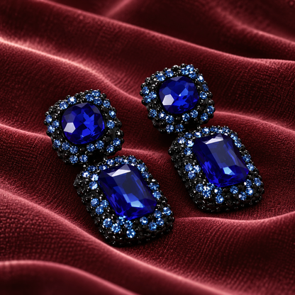 Boucles d'oreilles Bleu MERVEILLE - Voluptueuses et Somptueuses