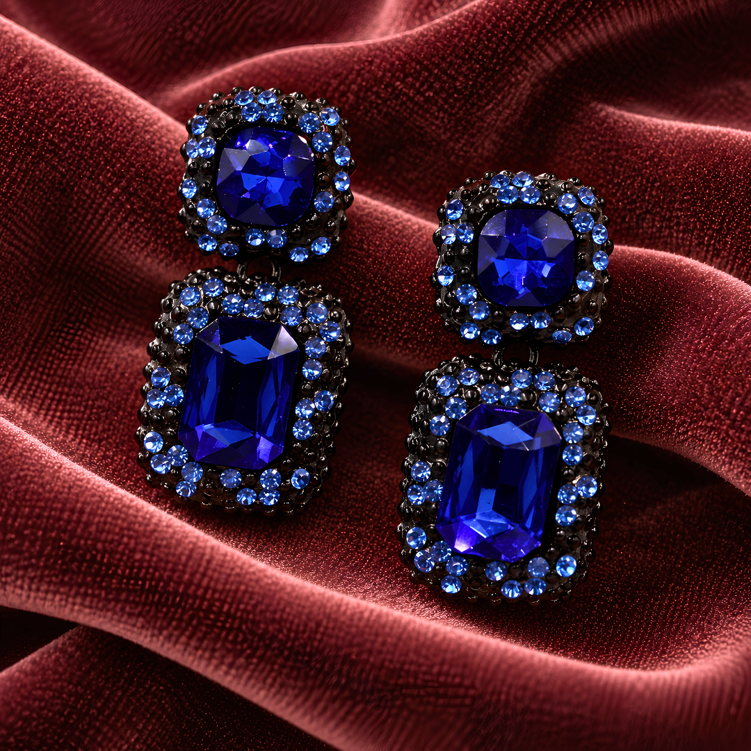 Boucles d'oreilles Bleu MERVEILLE - Voluptueuses et Somptueuses