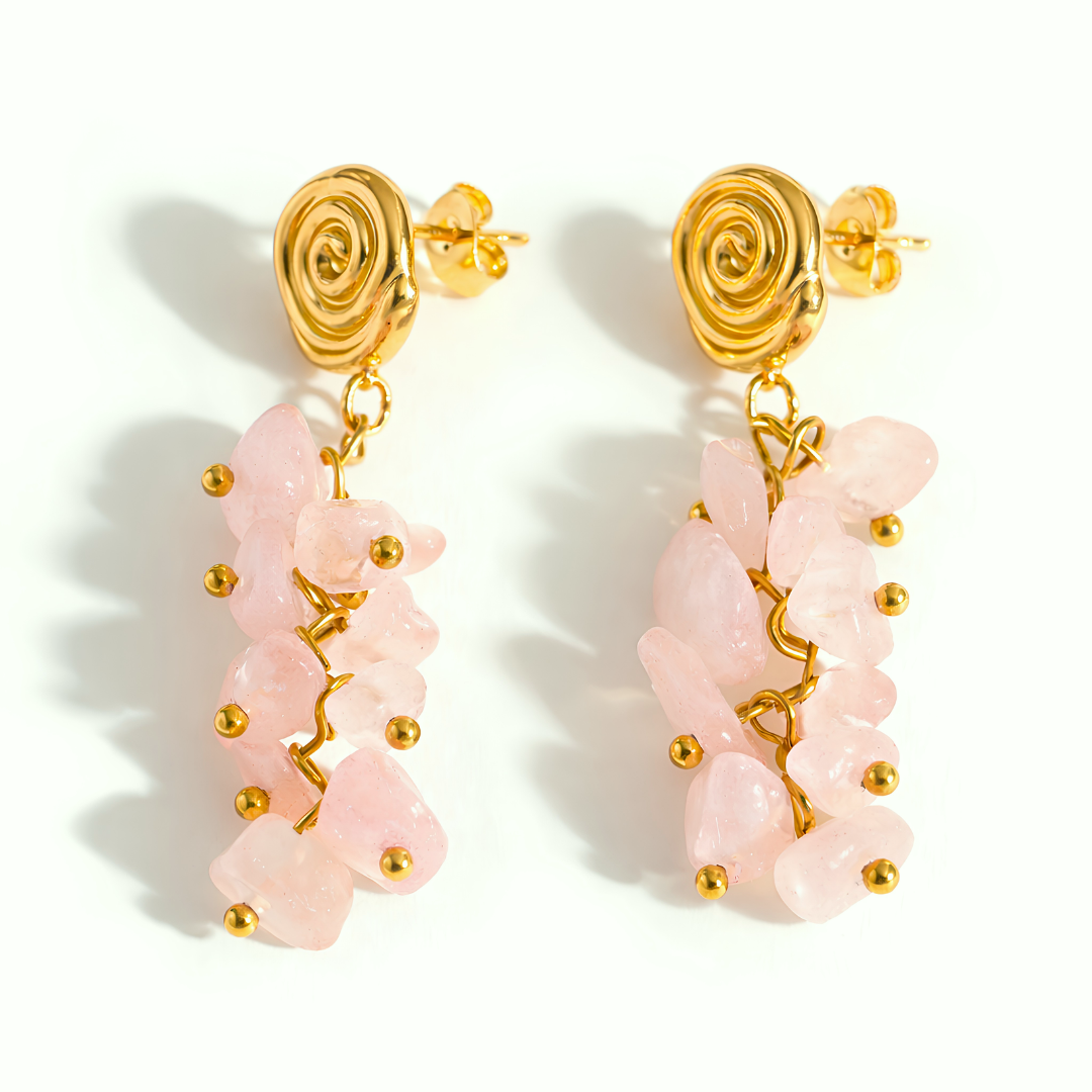 Boucles d'oreilles RIVAGE -Pierre naturelle et acier inoxydable plaqué or