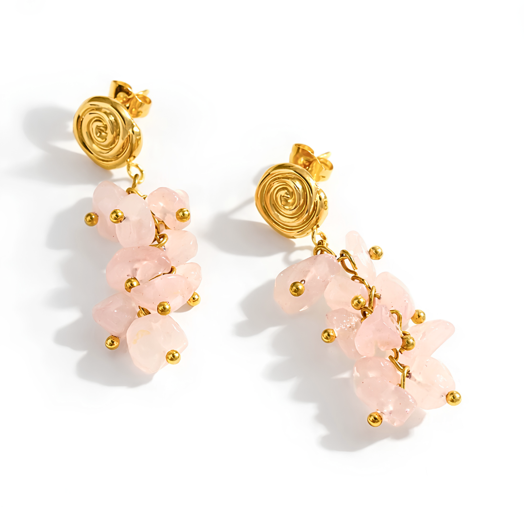 Boucles d'oreilles RIVAGE -Pierre naturelle et acier inoxydable plaqué or