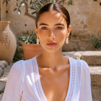 Boucles d'oreilles RIVAGE -Pierre naturelle et acier inoxydable plaqué or