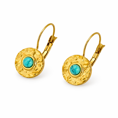 Boucles d'oreilles SIRENE bleu - Bijoux inoxydables plaqués or et pierres naturelles