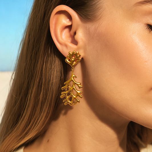 Boucles d'oreilles CORAIL - Acier inoxydable plaqué or