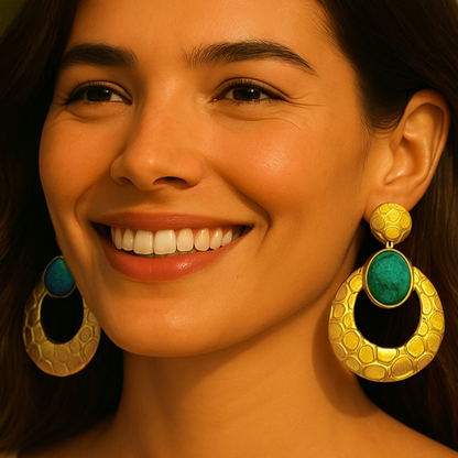 Boucles d'oreilles VOLUPTE bleu - Acier inoxydable plaqué or