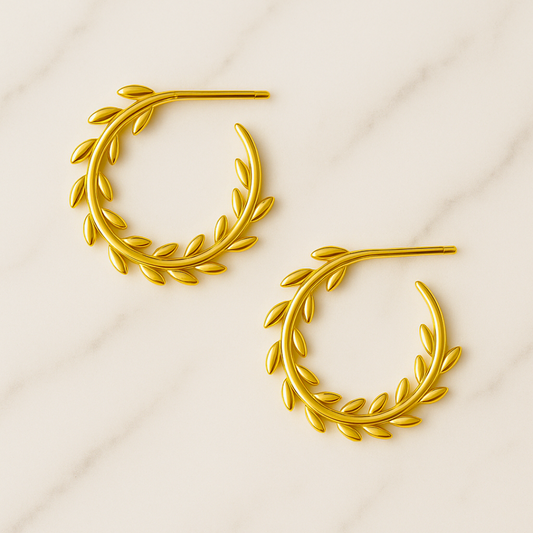 Boucles d'oreilles FEUILLAGE - Acier inoxydable plaqué or