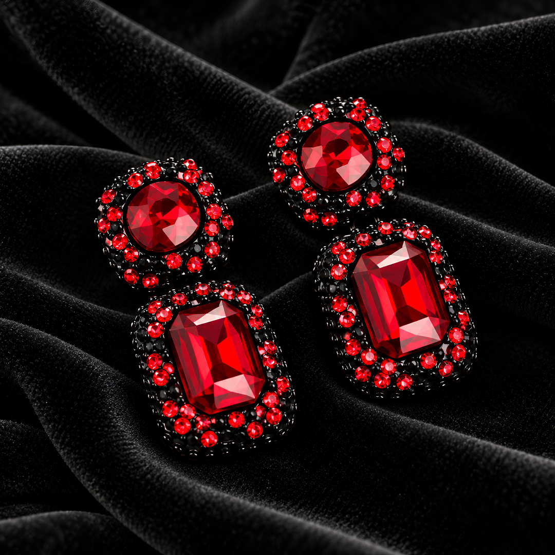 Boucles d'oreilles Rouge MERVEILLE - Voluptueuses et Somptueuses