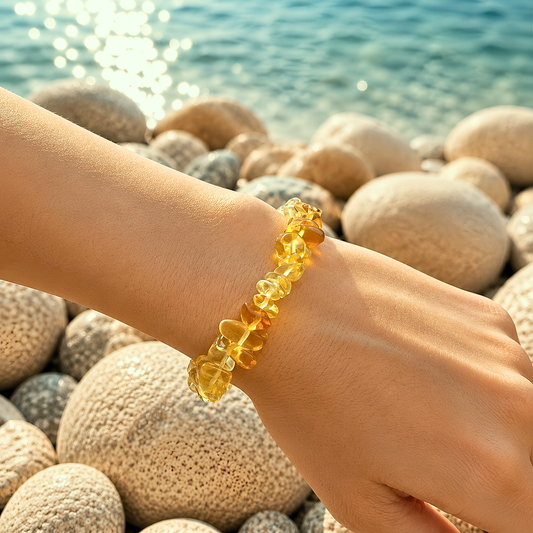 Bracelet OCEANE jaune - Citrine naturelle éclatante et solaire
