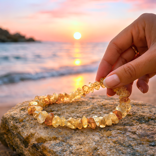 Bracelet OCEANE jaune - Citrine naturelle éclatante et solaire