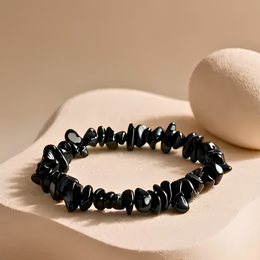 Bracelet OCEANE noir - Eclats De Pierre Obsidienne Véritable