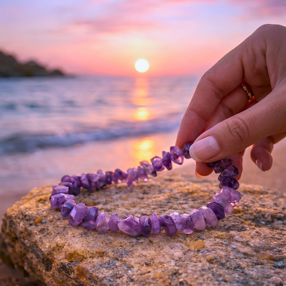 Bracelet OCEANE violet - Améthystes naturelles aux nuances profondes