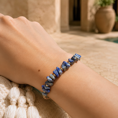 Bracelet SIRENE Outremer - Lapis-lazuli et acier inoxydable plaqué or