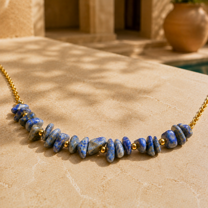 Collier SIRENE outremer - Lapis-lazuli et acier inoxydable plaqué or