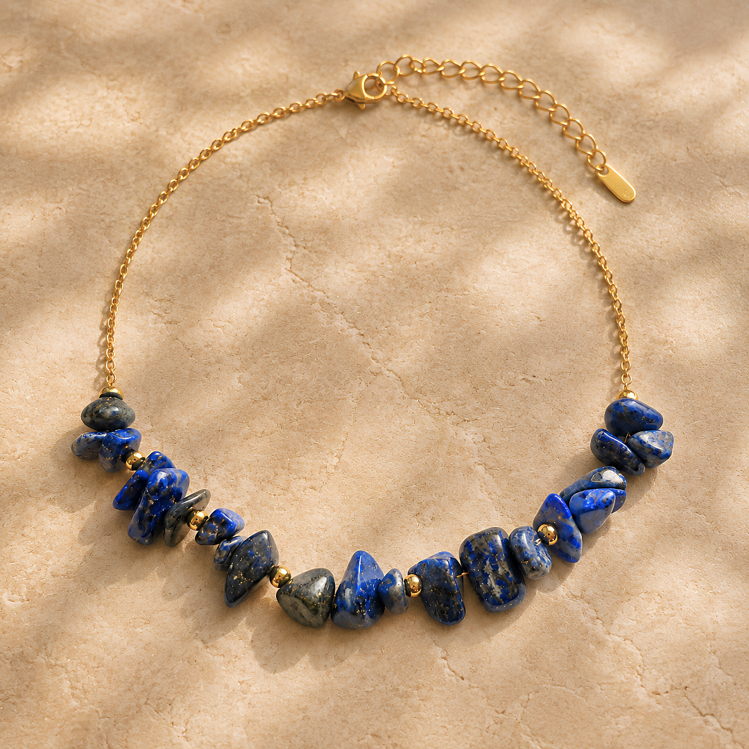 Bracelet SIRENE Outremer - Lapis-lazuli et acier inoxydable plaqué or
