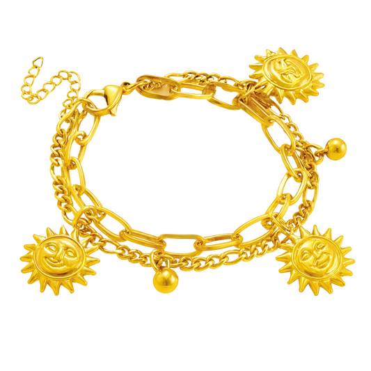 Bracelet SOLEILS - Acier inoxydable plaqué or