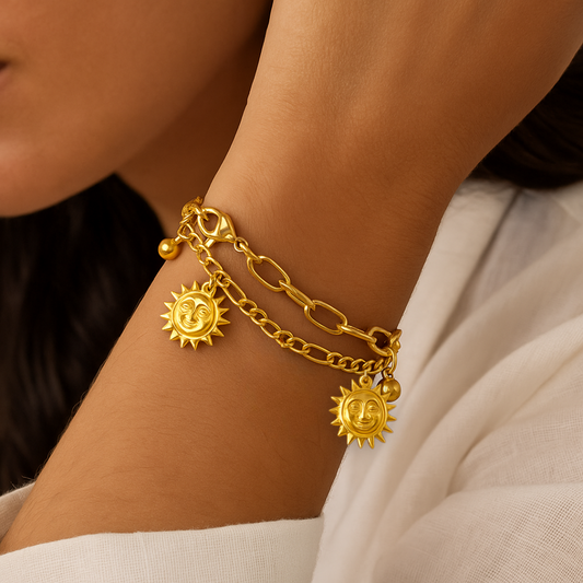 Bracelet SOLEILS - Acier inoxydable plaqué or