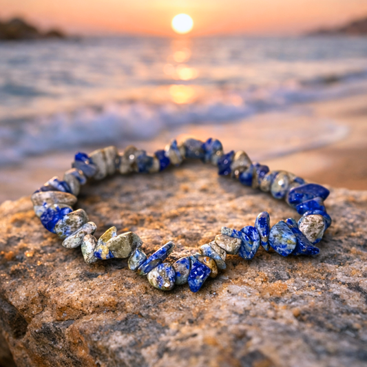 Bracelet OCEANE outremer - Pierres lapis lazuli brutes naturelles