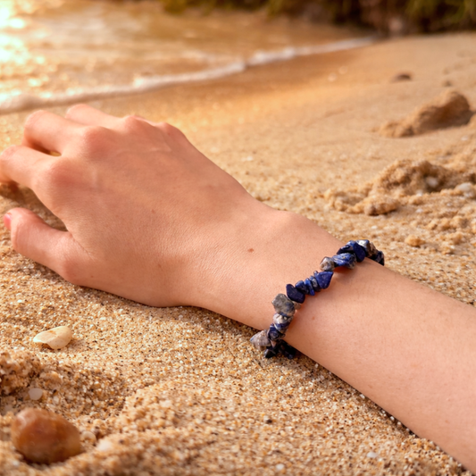 Bracelet OCEANE outremer - Pierres lapis lazuli brutes naturelles