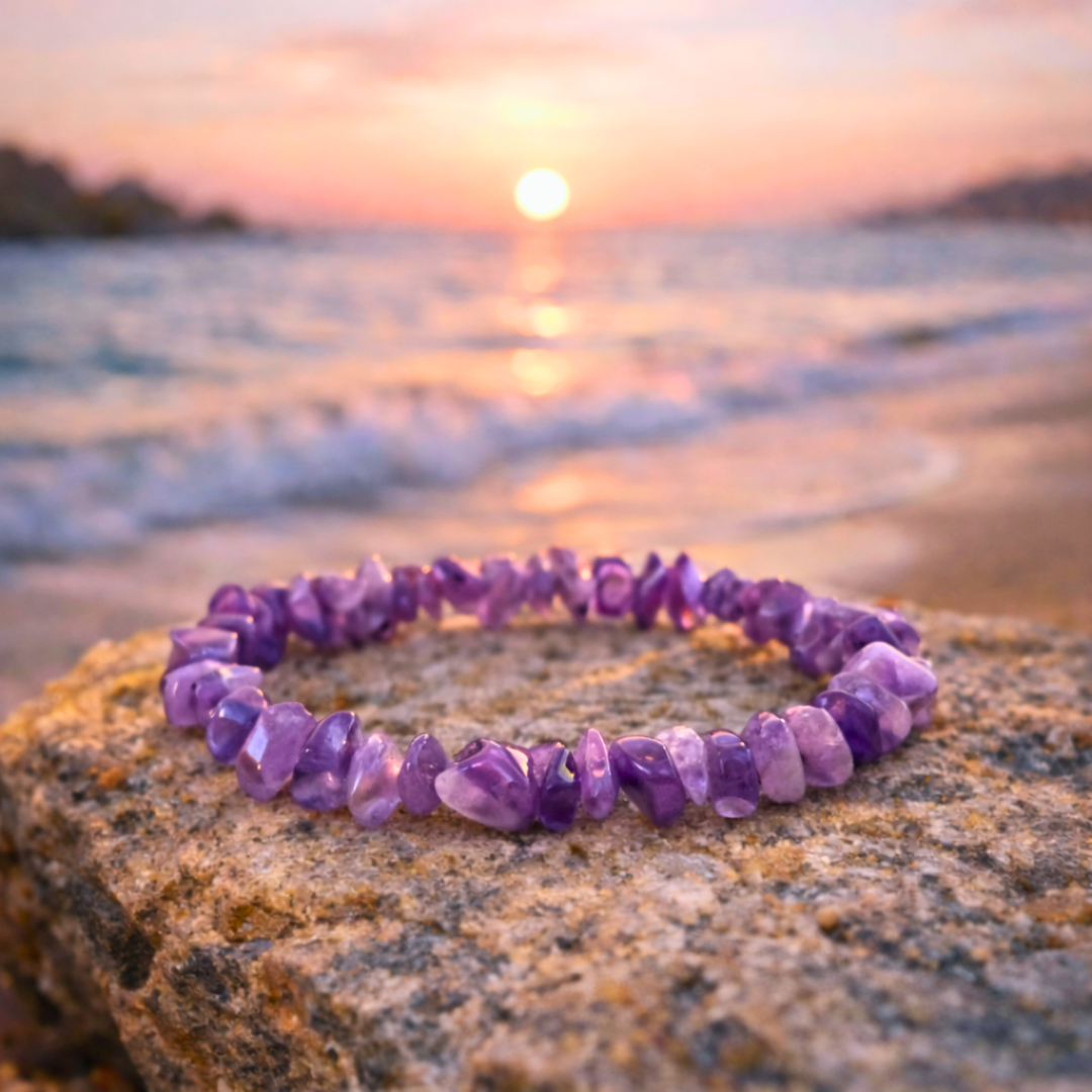 Bracelet OCEANE violet - Bijou en pierres améthystes naturelles