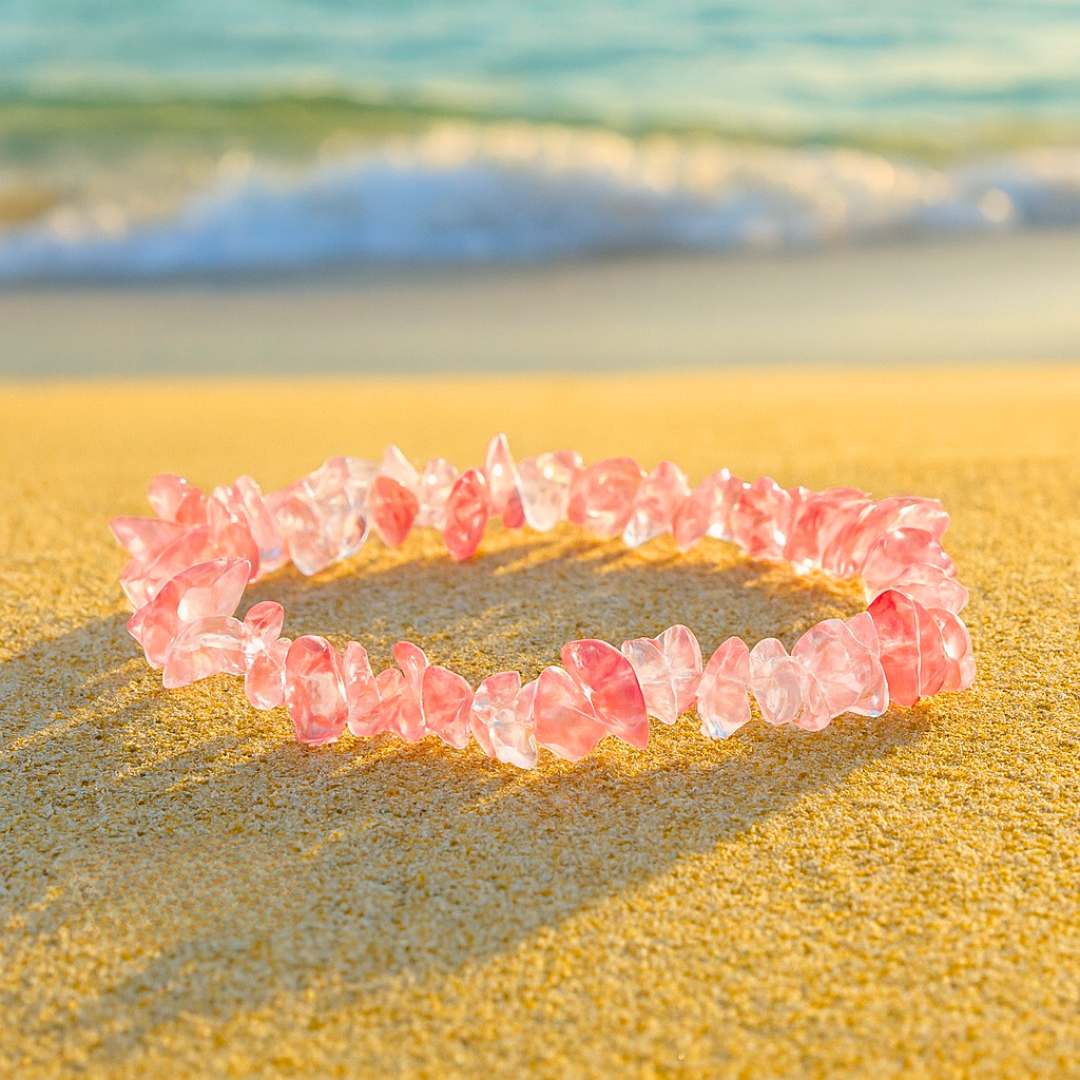 Bracelet OCEANE rose - Pierres quartz naturelles