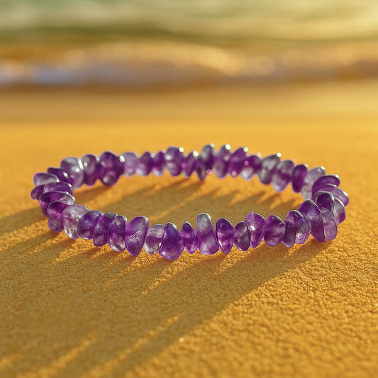 Bracelet OCEANE violet - Pierres améthystes naturelles