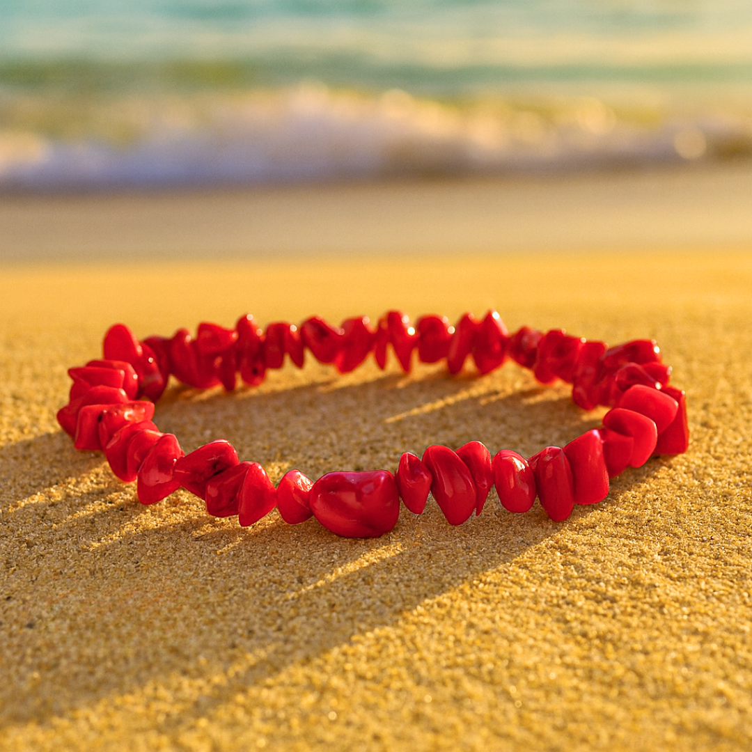 Bracelet OCEANE rouge - Pierres corail naturelles