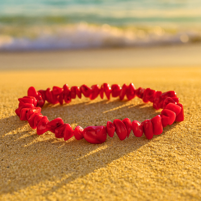 Bracelet OCEANE rouge - Pierres corail naturelles