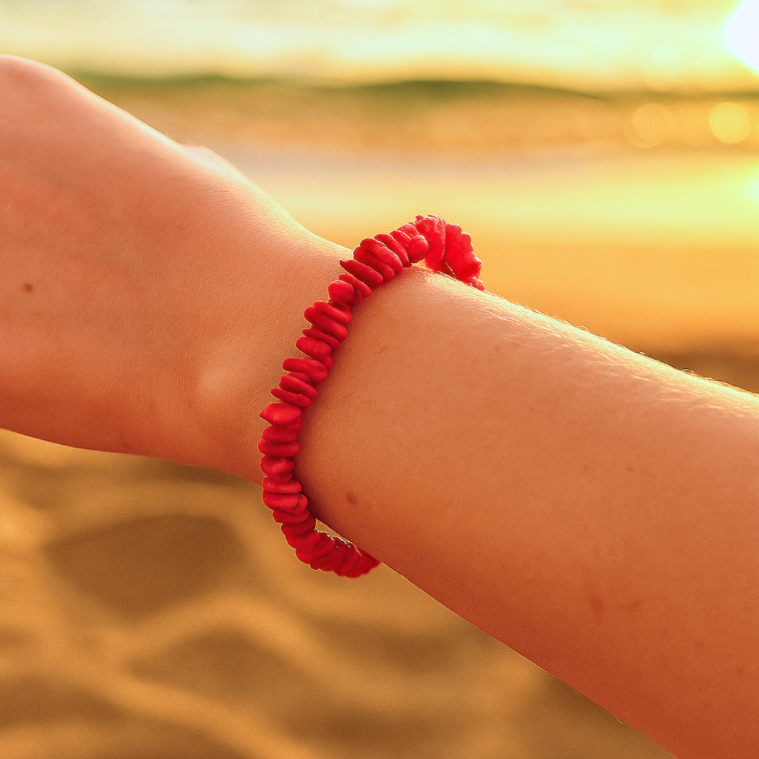 Bracelet OCEANE rouge - Pierres corail naturelles