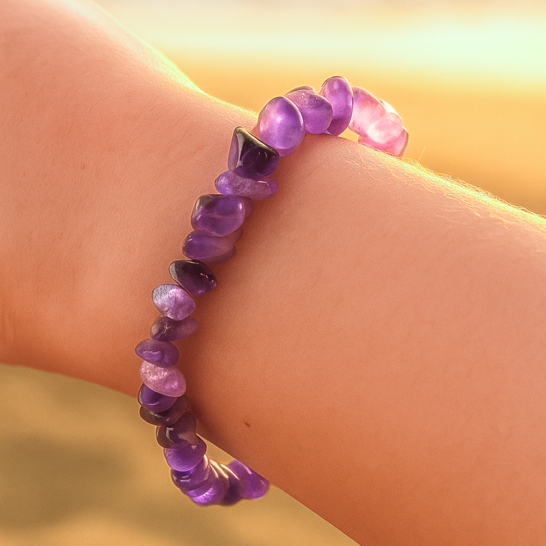 Bracelet OCEANE violet - Pierres améthystes naturelles