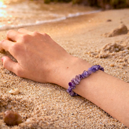 Bracelet OCEANE violet - Bijou en pierres améthystes naturelles