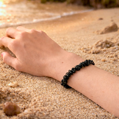 Bracelet OCEANE noir - Bijou en pierres obsidiennes naturelles