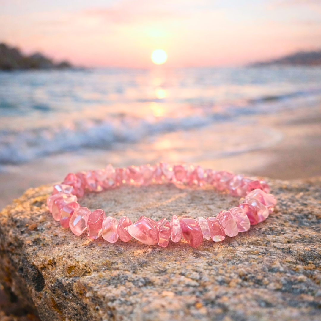 Bracelet OCEANE rose - Pierres quartz naturelles