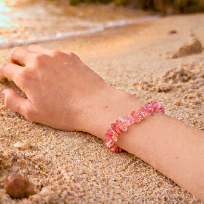 Bracelet OCEANE rose - Pierres quartz naturelles