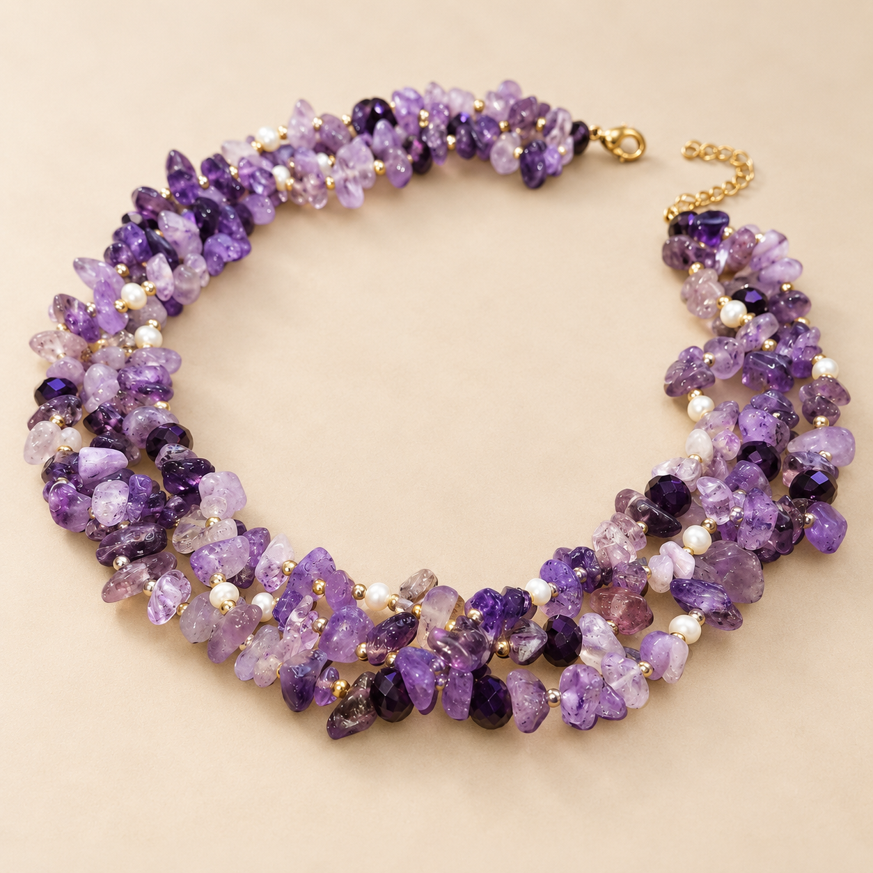 Collier VENUS Mauve - Parure Signature, Améthyste et Perle d’Eau Douce Naturelles