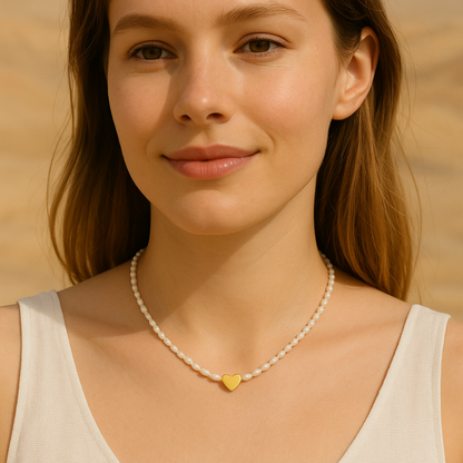 Collier KENZA - Perles d'eau douce naturelles et acier inoxydable plaqué or
