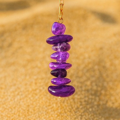 Collier MARINA violet - Améthyste naturelle et acier inoxydable plaqué or