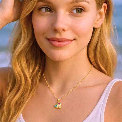 Collier TENDRESSE - Titane inoxydable plaqué or et zircons naturels