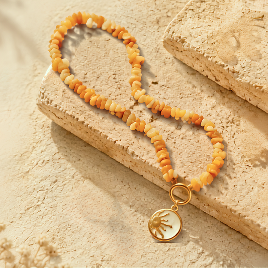 Collier ASTRAL - Pierres naturelles et acier inoxydable plaqué or