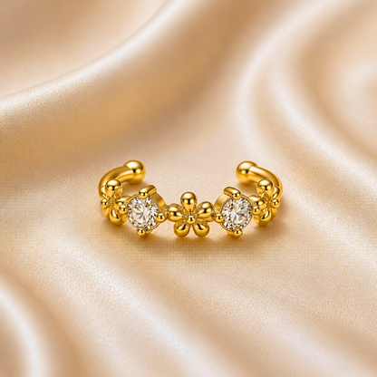 Boucle d'oreille APHRODITE - Laiton plaqué or et zircon naturel