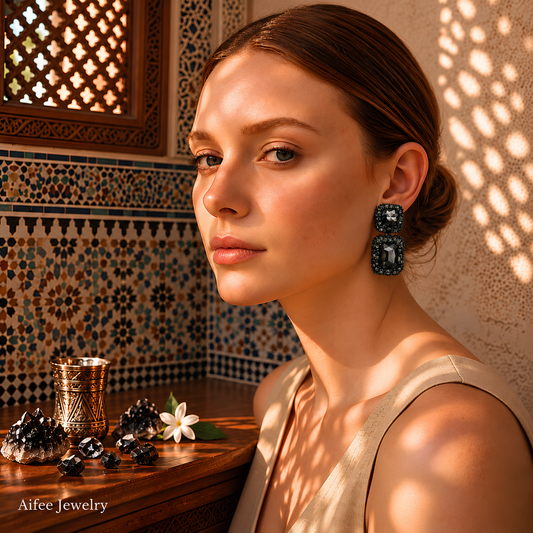 Boucles d'oreilles Noir MERVEILLE - Voluptueuses et Somptueuses