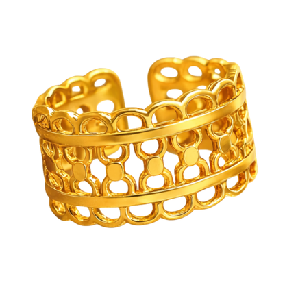 Ensemble EMMA et ALEXANDRA – Bagues fines aux motifs délicats dorés à l'or